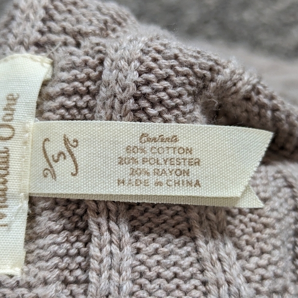 Matilda Jane tan cable knit fringe open cardigan sweater S - Picture 7 of 9